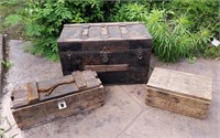 3 Wooden Chests & Toolbox
