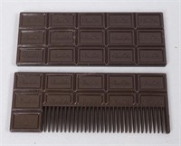 Plastic "Chocolate Bar" Comb & Mirror in Case