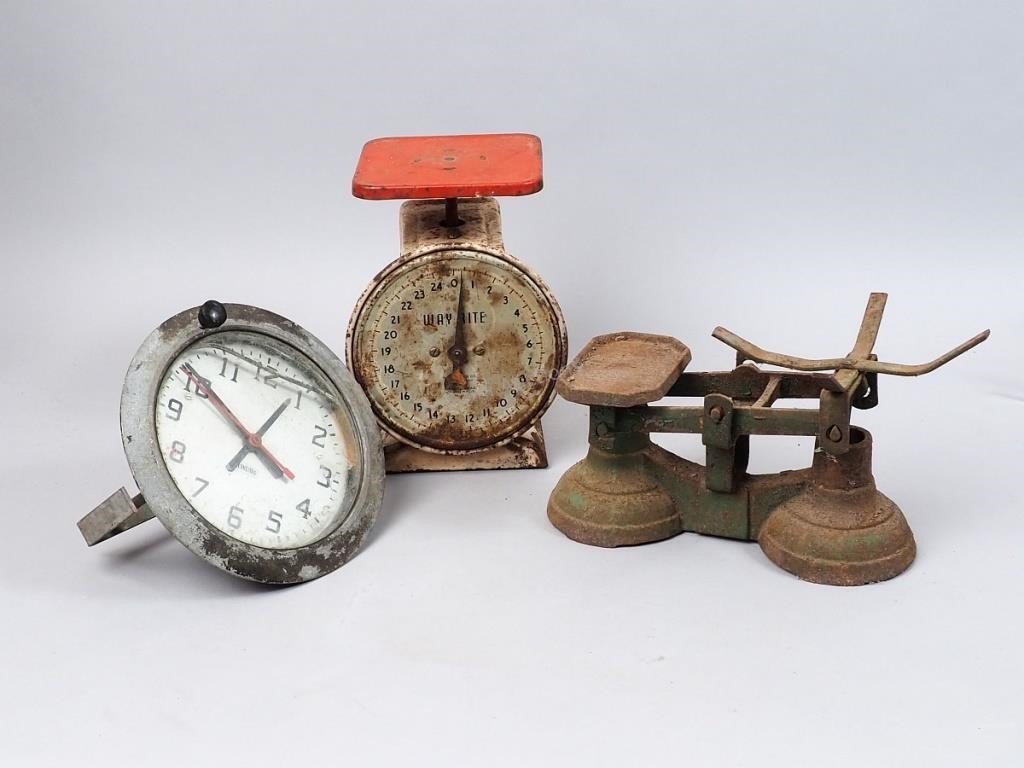 Rustic Scales & Ship's Clock