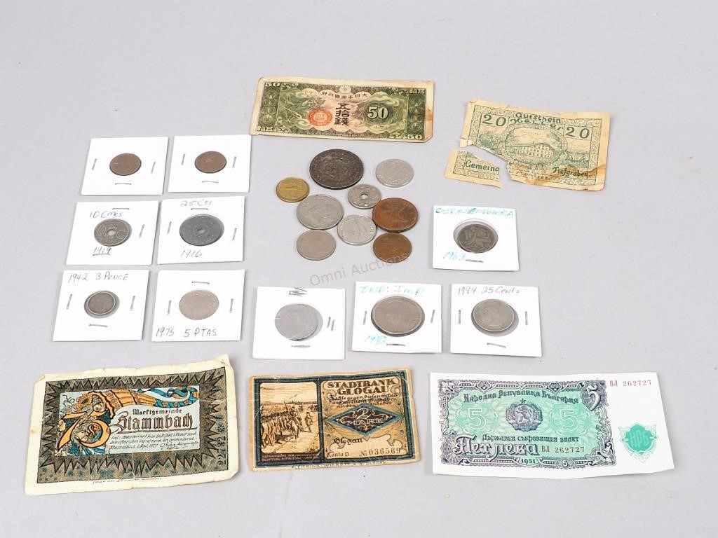 Group of Foreign Coins & Currency