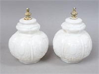 Pair of Antique Milk Glass Lamp Shades