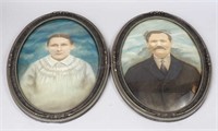 Pair of Antique Hand Tinted Framed Photographs