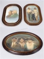 3 Antique Hand Tinted Framed Photographs