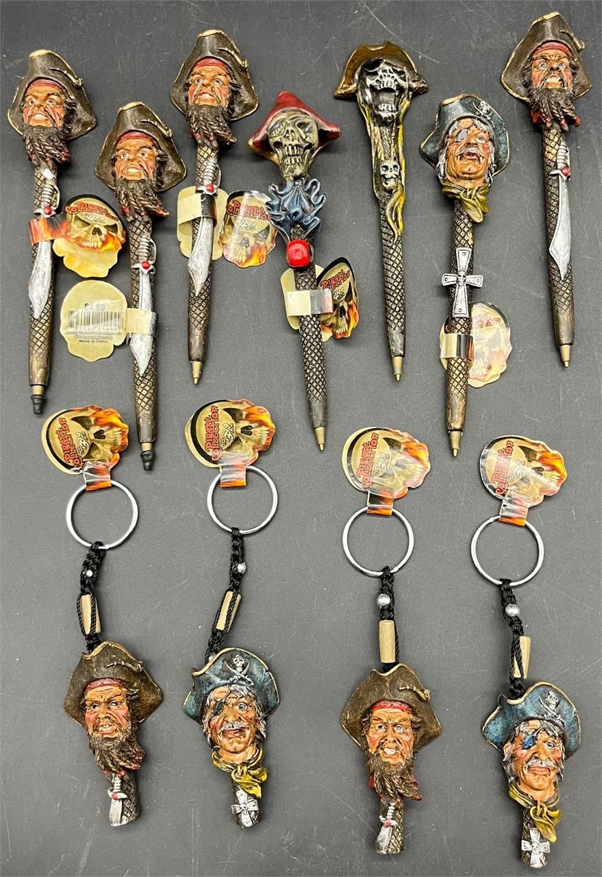 NOS PIRATES OF THE CARRIBEAN INK PENS & KEY CHAINS