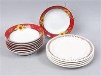 4 Homer Laughlin Plates & 8 Sakura Cereal Bowls