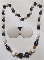 BLUE & WHITE NECKLACE & EARRINGS SET
