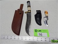 2 Knives with sheaths; larger one has an 8" blade