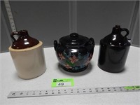 2 Stoneware jugs and a bean pot