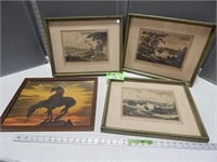 4 Antique framed prints