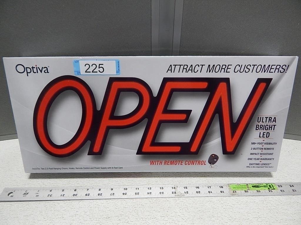 Optiva "Open" sign with remote control