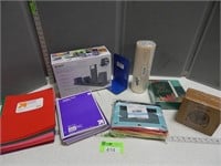 Notebooks; file folders; pencil pouches; organizer