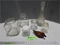 Glass jars & canisters; decanter; small duck trink