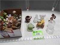 Assorted figurines; trinket boxes; sourvenirs; bel
