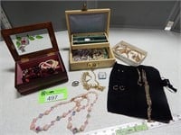 Jewelry boxes with assorted costume jewelry
