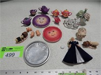 Miniature tea sets; pig figurines; Little Bo Peep