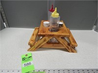 Handcrafted picnic table condiment holder