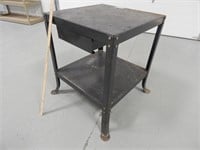 Metal work table w/drawer; top is approx. 24"x24"