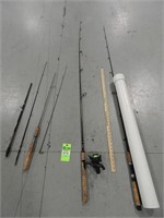 Sighing rod and reel, 2 other fishing rods and mor