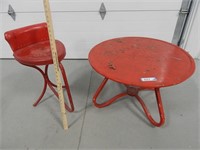 Metal patio table and one metal stool
