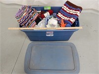 Large storage tote full of yarn and projects to co