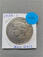 1934s Peace dollar.  Buyer must confirm all curren