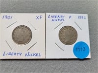 1892 & 1901 Liberty Head nickels.   Buyer must con