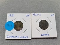 1937 Canadian cent and 1913s Wheat cent.   Buyer m