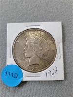 1922 Peace dollar.   Buyer must confirm all curren