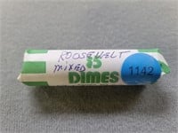 50 Roosevelt dimes roll; 1946-1964d.  Buyer must c