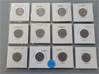 12 Jefferson Nickels; 1949d- 1954s.  Buyer must co