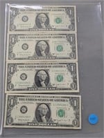 4- 1963 B Joseph  Barr Dollar Reserve notes; green