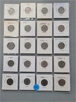 3 Buffalo and 17 Jefferson nickels; 1935-1947d.  B
