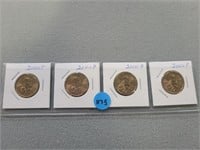 4 Sacagawea dollars; all 2000p.  Buyer must confir