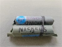 80 Jefferson nickel rolls; 1940-1949s, 1951-1962.