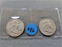 2 Benjamin Franklin half dollars; 2- 1962.  Buyer