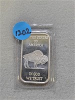 1 oz. .999 Silver Buffalo bar.  Buyer must confirm