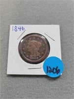 1846 Large cent.  Buyer must confirm all currency
