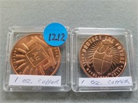 2 1 oz. Copper rounds per seller. Buyer must confi