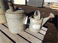 Antique gas can and watering pail