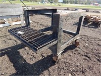 Heavy steel welding table frame on casters
