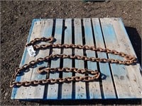 Heavy log chain with 2 hooks, approx. 12' long