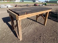Heavy duty wood work bench, top is approx. 60"x29