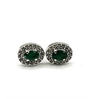 "Sterling Silver Natural Emerald (0.82ct) Earring"