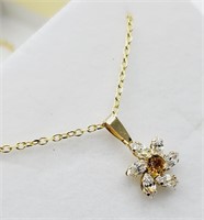 10KT Yellow Gold Natural Citrine (0.12ct) With CZ.
