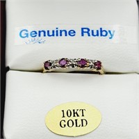 10KT Yellow and White Gold Natural Enhanced Ruby .