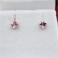 14KT Yellow Gold Natural Pink CZ (0.85ct) Earring.