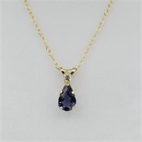 10KT Yellow Gold Natural Iolite (0.50ct) Pendant .