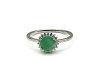 Sterling Silver Natural Emerald (0.60ct) With CZ .