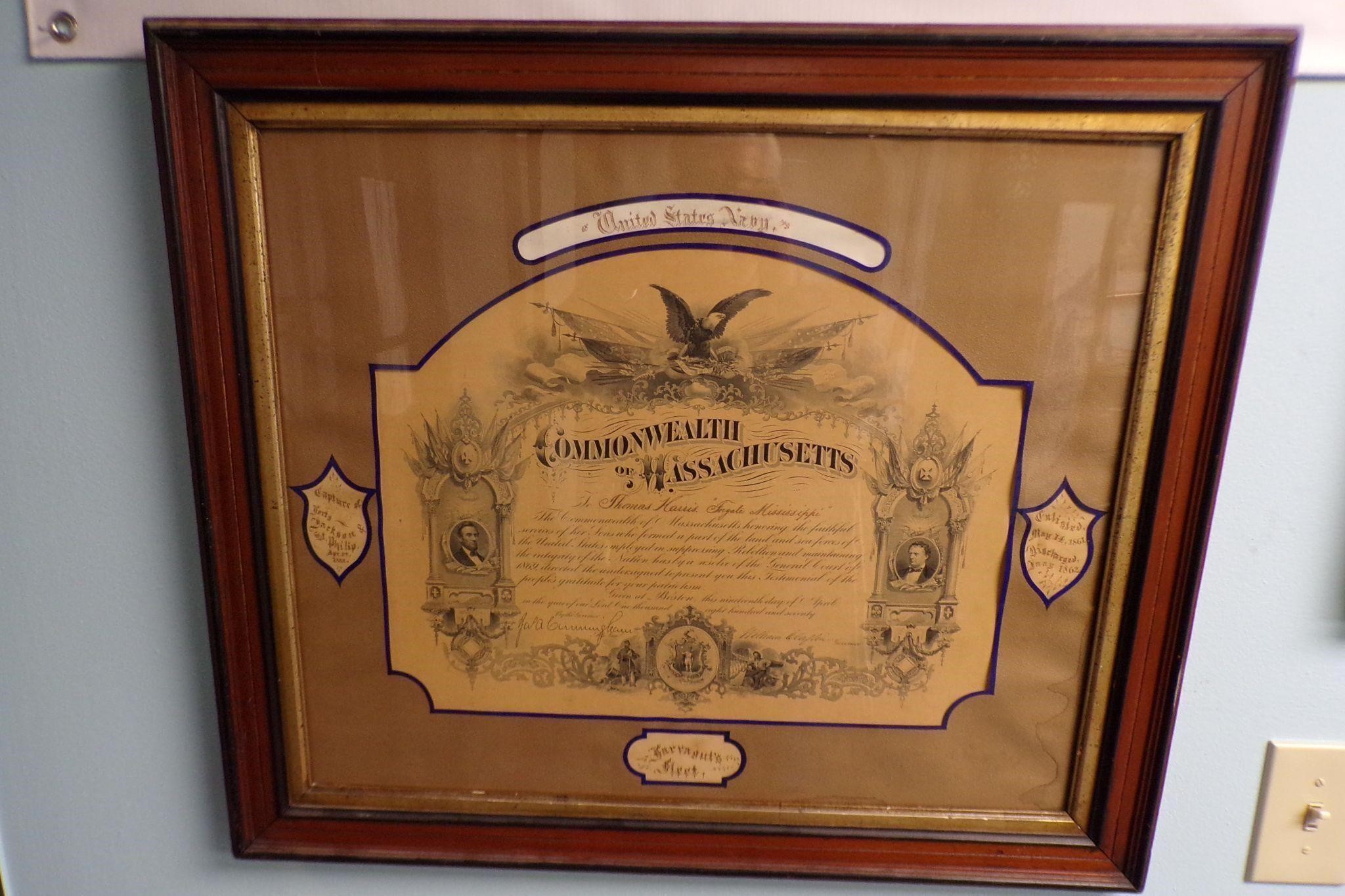 Rare Civil War Navy Certificate of Appreciation