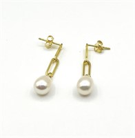 Gold Plated Sterling Silver Freshwater Pearl 9-7